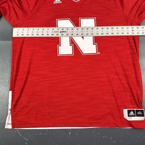 Adidas Nebraska Huskers Basketball Warm Up Shirt Men 2XL Performance Y2K EUC - Picture 4 of 7